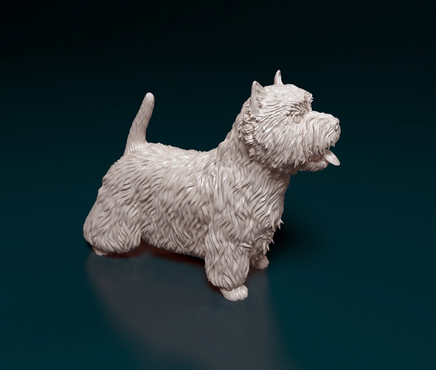 West highland white terrier with tongue 3D Print Model .c4d .max .obj .3ds .fbx .stl .blend 