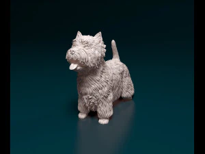 West highland white terrier with tongue 3D Print Model