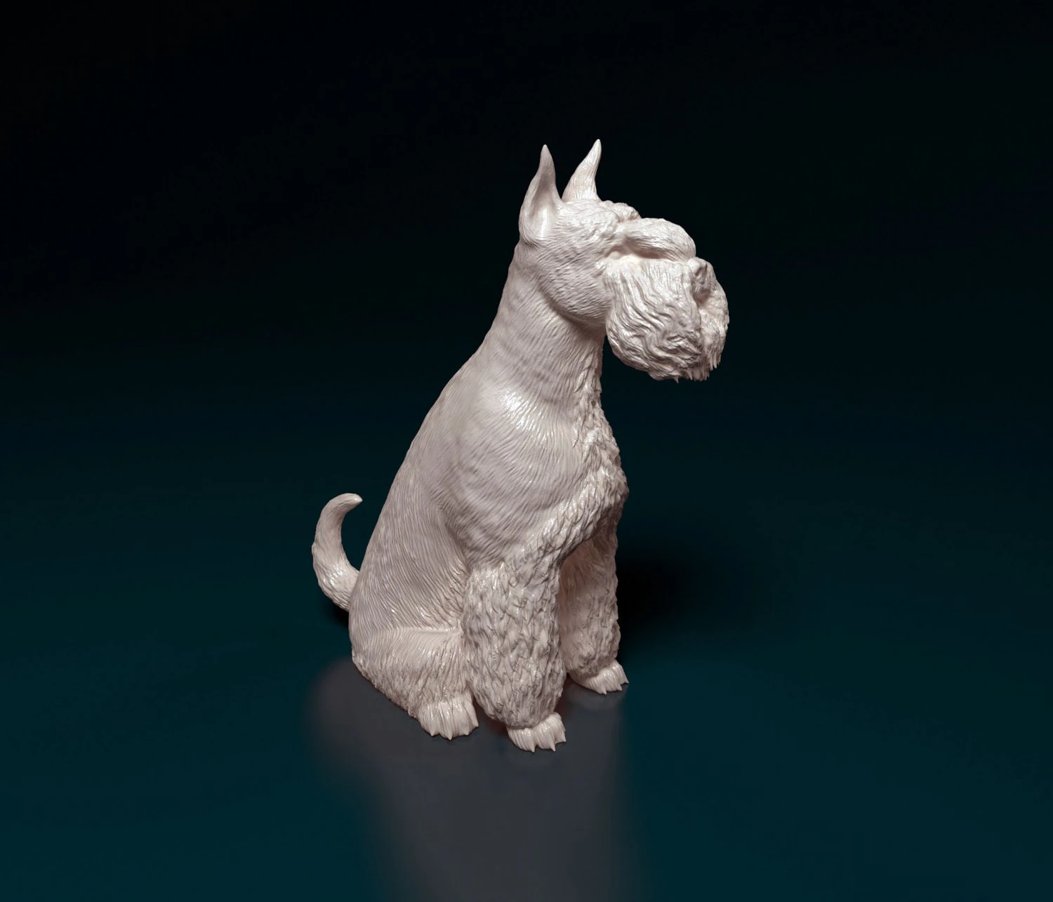 Zwergschnauzer sitting 3D Print Model .c4d .max .obj .3ds .fbx .stl .blend 
