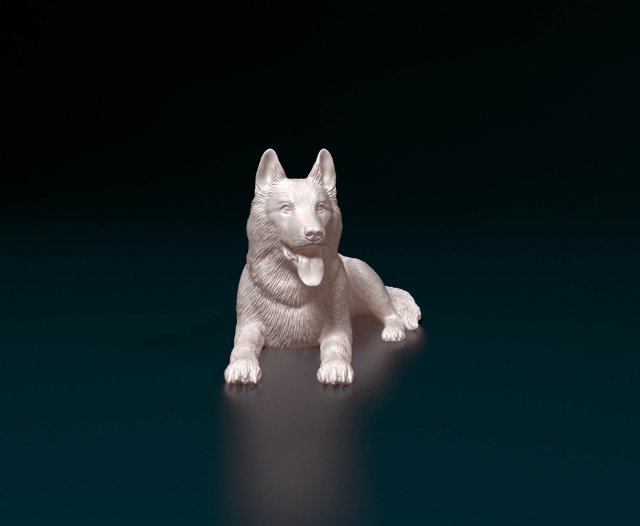 German shepherd 05 Model Cetak 3D .c4d .max .obj .3ds .fbx .stl .blend 