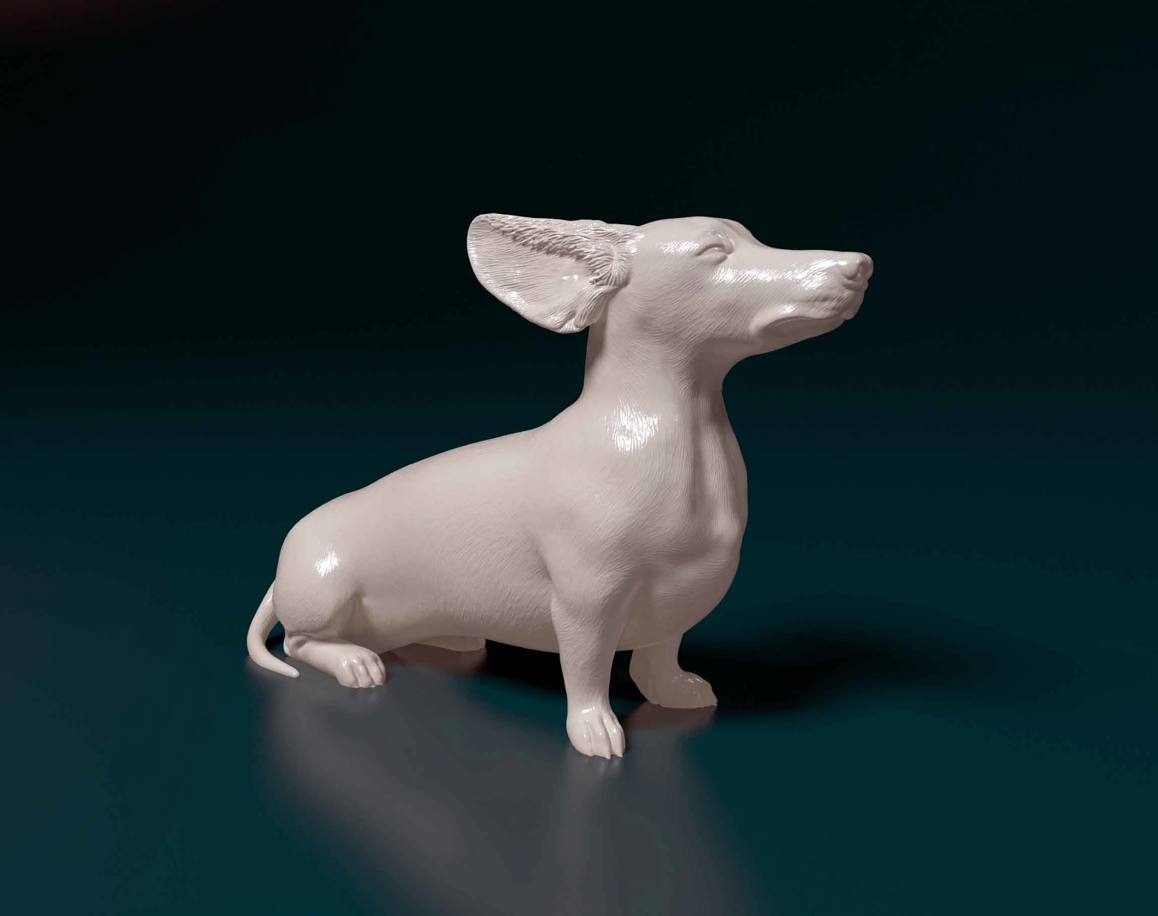 Dachshund in the wind 3D Print Model .c4d .max .obj .3ds .fbx .stl .blend 