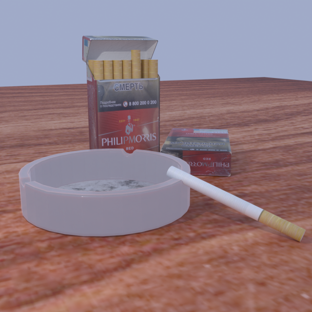 Ashtray and cigarettes Modèle 3D .c4d .max .obj .3ds .fbx .stl .blend 