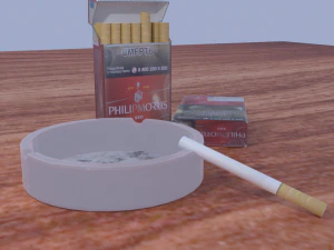Пепельница и сигареты 3D Модель