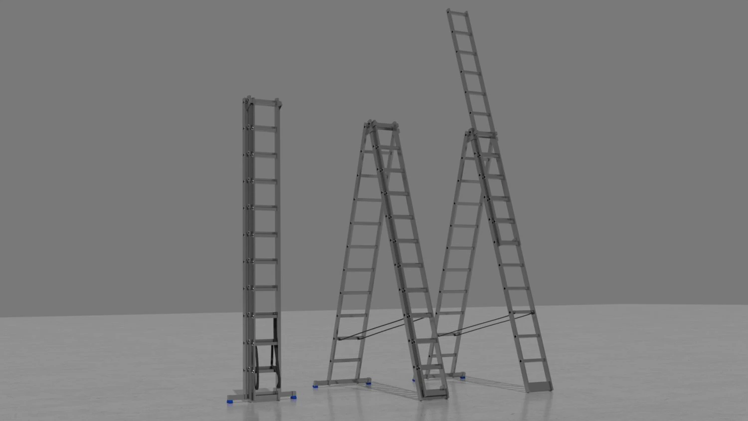 Aluminum stepladder 3 section pack 3D Model .c4d .max .obj .3ds .fbx .stl .blend