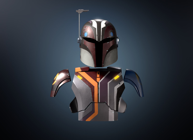 Sabine Wren Armor with helmet Ahsoka 3D Принт Модель .c4d .max .obj .3ds .fbx .stl .blend 