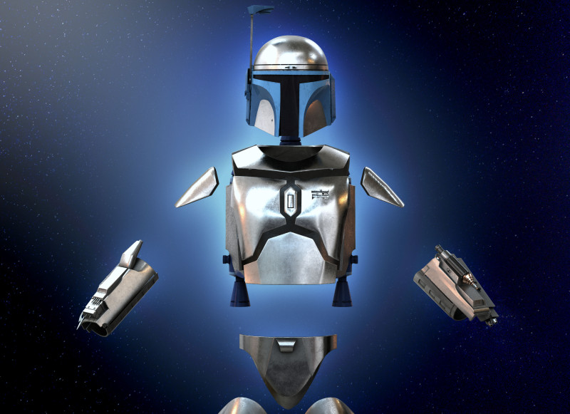 Jango Fett armor helmet jetpack plaster Star Wars print attack of the clones Model Cetak 3D .c4d .max .obj .3ds .fbx .stl .blend