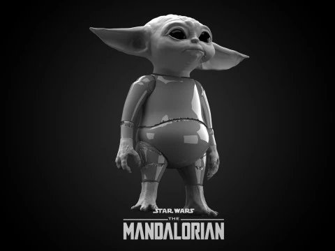Baby Yoda Grogu Posable figurine The MandalorianStar Wars 3d Print model 3D Model