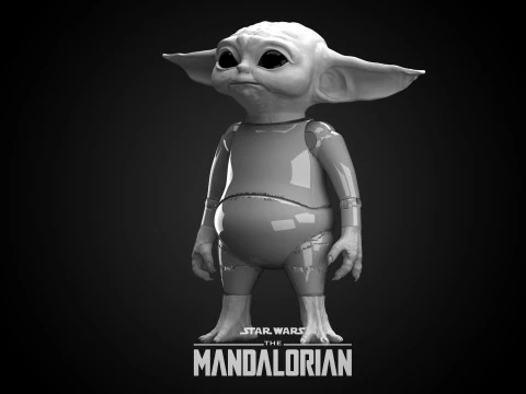 Baby Yoda Grogu Posable figurine The MandalorianStar Wars 3d Print model 3D Model