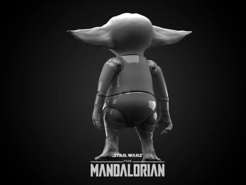 Baby Yoda Grogu Posable figurine The MandalorianStar Wars 3d Print model 3D Model