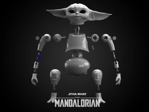 Baby Yoda Grogu Posable figurine The MandalorianStar Wars 3d Print model 3D Model
