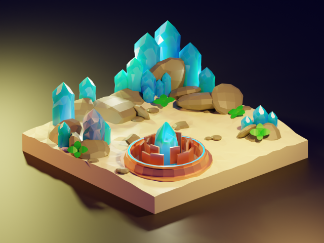 Low Poly Cystals 3D Model .c4d .max .obj .3ds .fbx .stl .blend 