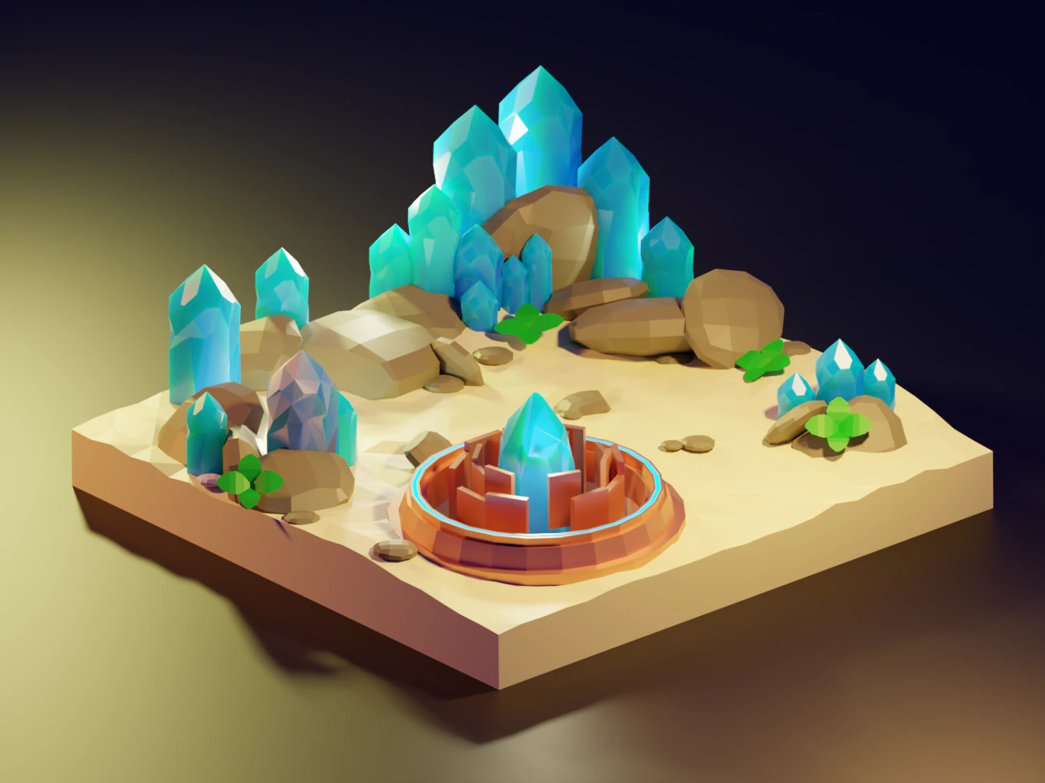 Low Poly Cystals 3D Model .c4d .max .obj .3ds .fbx .stl .blend 