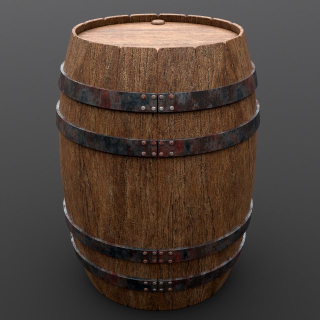 Wooden barrel 3D Модель .c4d .max .obj .3ds .fbx .stl .blend 