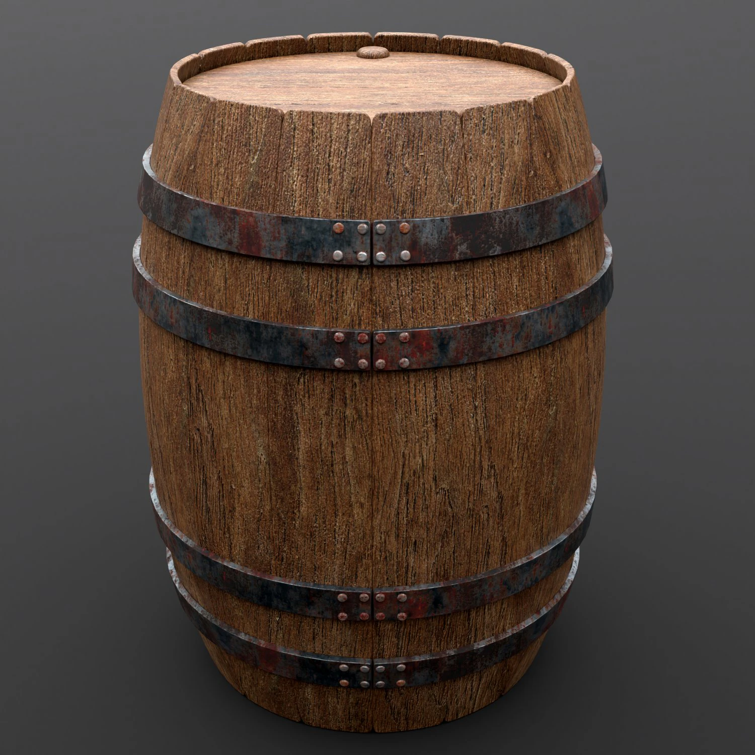 Wooden barrel 3D Model .c4d .max .obj .3ds .fbx .stl .blend 