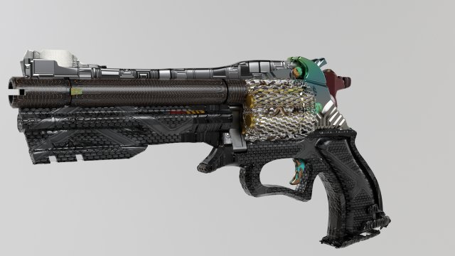 Unusual souvenir revolver 3D Model .c4d .max .obj .3ds .fbx .stl .blend 