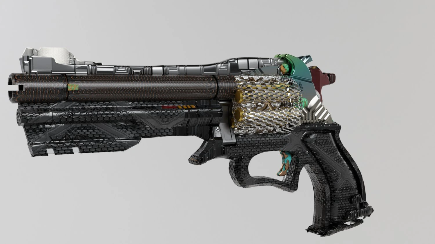 Unusual souvenir revolver 3D Model .c4d .max .obj .3ds .fbx .stl .blend