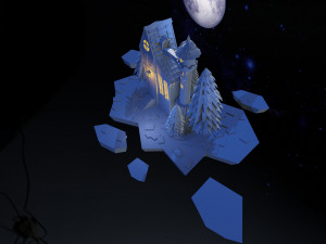 Night house on the background of the moon 3D Модель