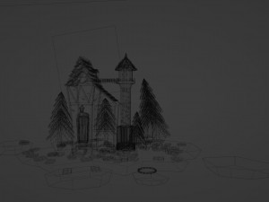 Night house on the background of the moon 3D Модель