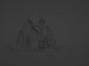 Night house on the background of the moon 3D Модель