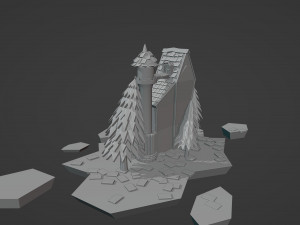 Night house on the background of the moon 3D Модель