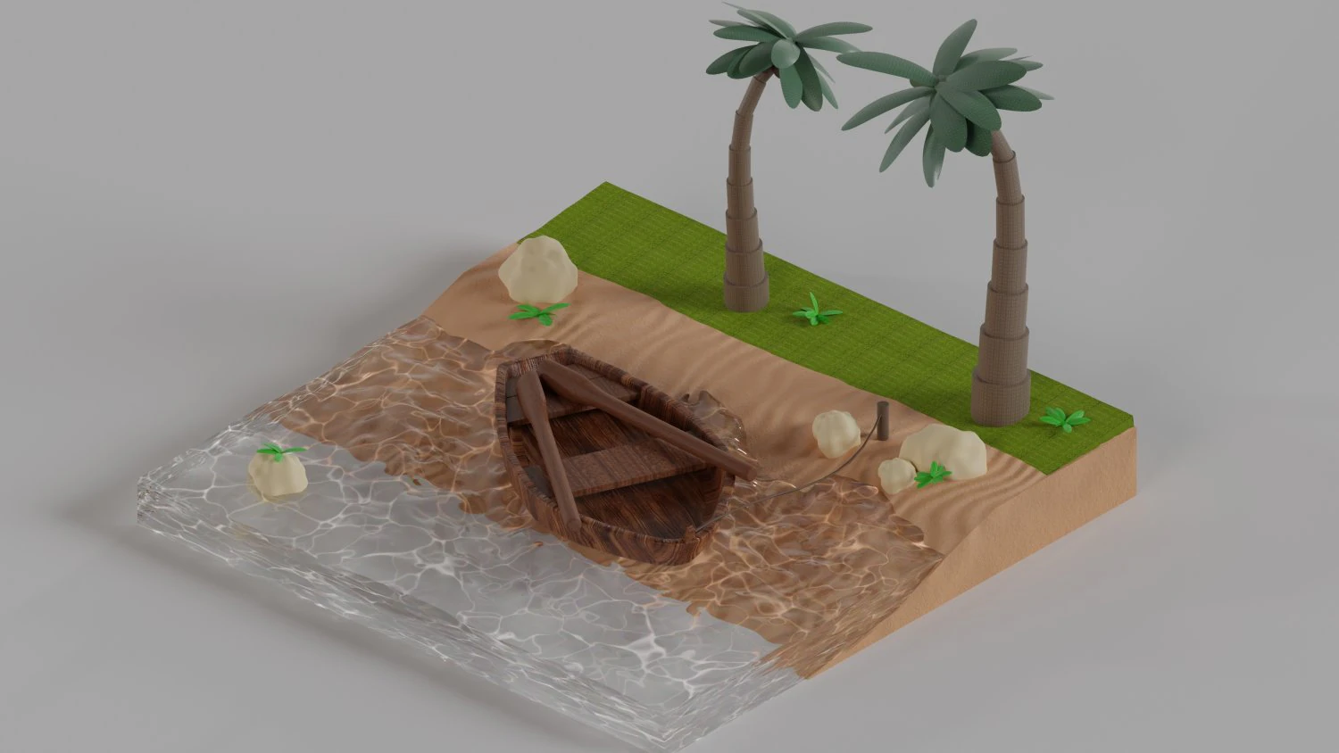 Boat on the beach 3D Model .c4d .max .obj .3ds .fbx .stl .blend