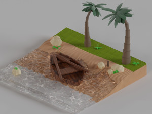Boat on the beach 3D Model