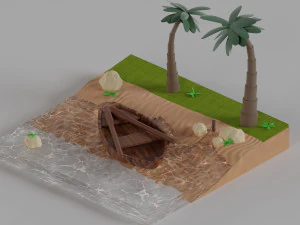 Barco na praia Modelo 3D