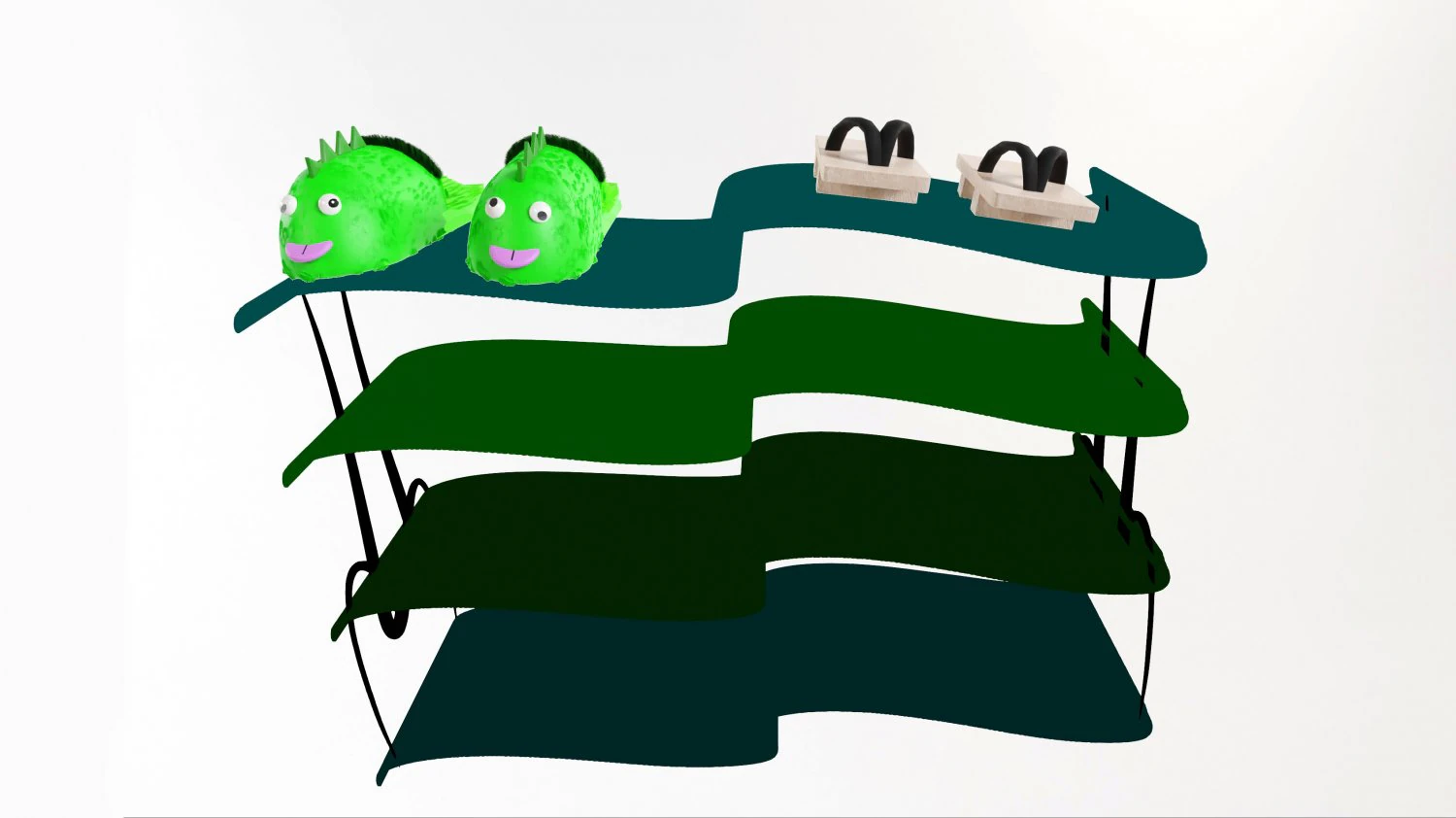 Slippers on a shoe rack 3D Model .c4d .max .obj .3ds .fbx .stl .blend 