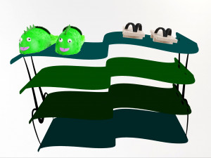 Slippers on a shoe rack 3D Model
