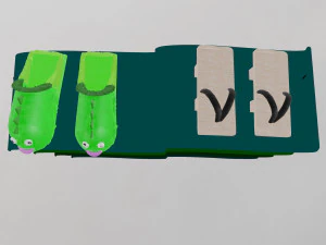 Slippers on a shoe rack 3D Model