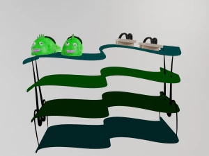 Slippers on a shoe rack 3D Model