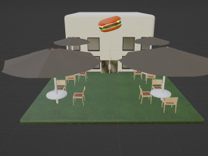 Summer area of a burger cafe 3D मॉडल