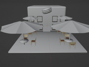 Summer area of a burger cafe 3D Model
