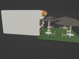 Summer area of a burger cafe 3D Model