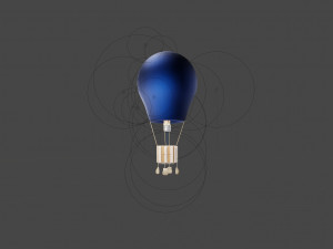 Hot air balloon in flight 3D 모델