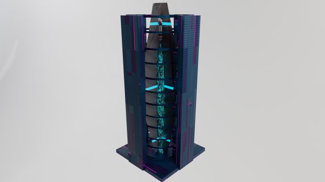 Rocket with electromagnetic launcher 3D Model .c4d .max .obj .3ds .fbx .stl .blend 