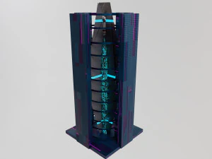 전자기 발사 장치를 갖춘 로켓 3D 모델