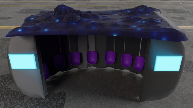 Space bus stop 3D Model .c4d .max .obj .3ds .fbx .stl .blend 