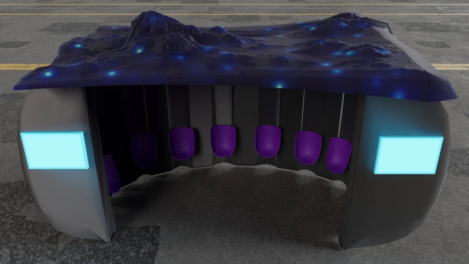 Space bus stop 3D Model .c4d .max .obj .3ds .fbx .stl .blend 