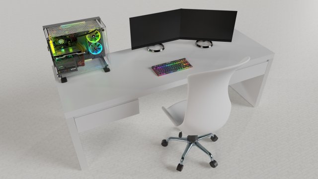 Workplace at the computer Model 3D .c4d .max .obj .3ds .fbx .stl .blend 