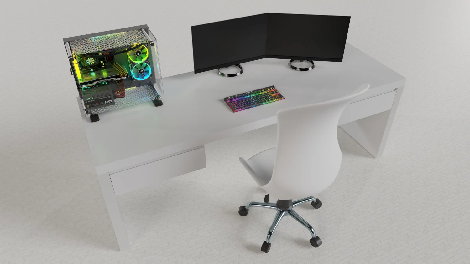 Workplace at the computer 3D Model .c4d .max .obj .3ds .fbx .stl .blend