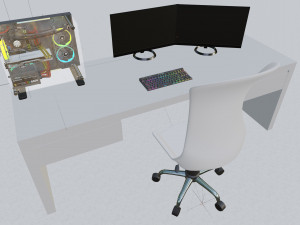 Workplace at the computer Model 3D