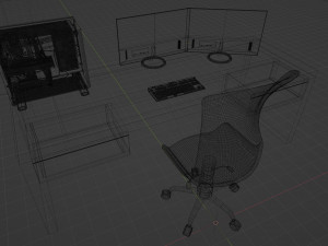 Workplace at the computer Model 3D