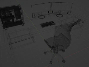 Workplace at the computer 3D Model