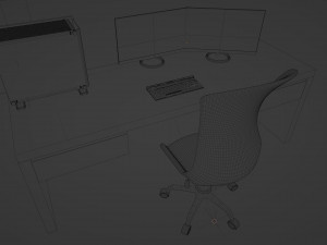 Workplace at the computer Model 3D