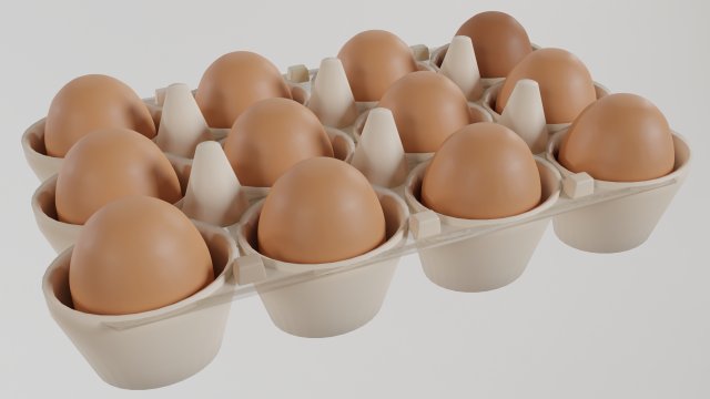 Chicken eggs in a tray 3D Model .c4d .max .obj .3ds .fbx .stl .blend 