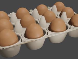 Chicken eggs in a tray 3D Model