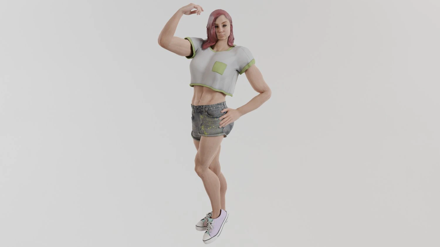 Strong girl 3D Model .c4d .max .obj .3ds .fbx .stl .blend 