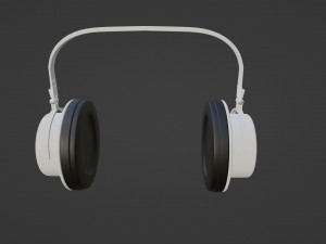 White headphones with black ear pads 3D Модель