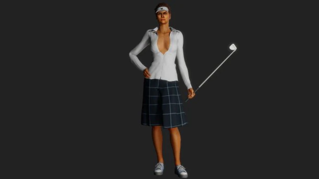 Garota com um taco de golfe Modelo 3D .c4d .max .obj .3ds .fbx .stl .blend